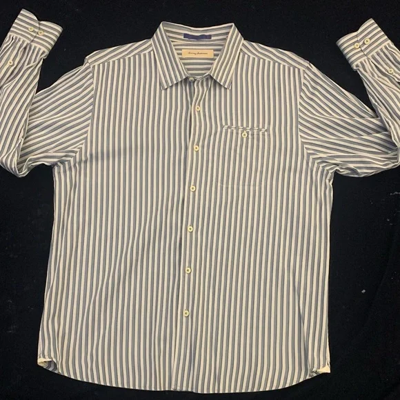TOMMY BAHAMA LS All Cotton Shirt w Hidden BD Collar - Picture 2 of 7